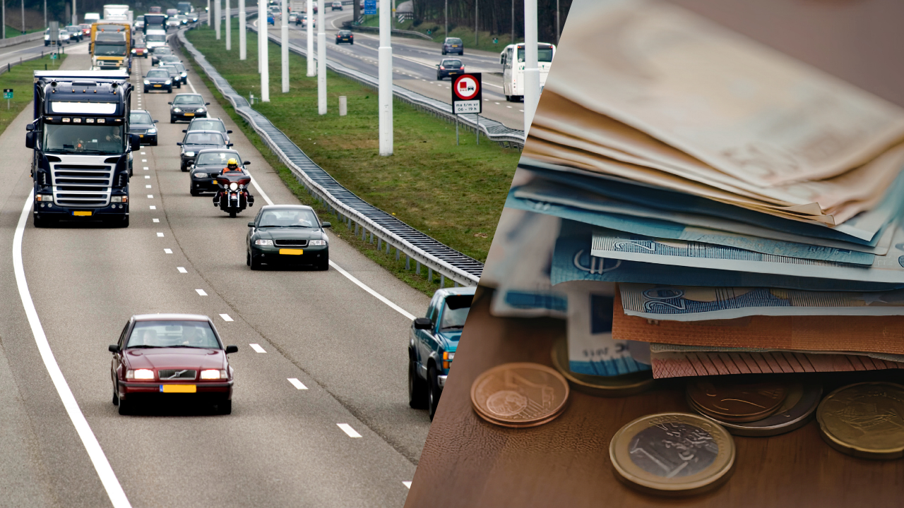 auto's op de weg en geld